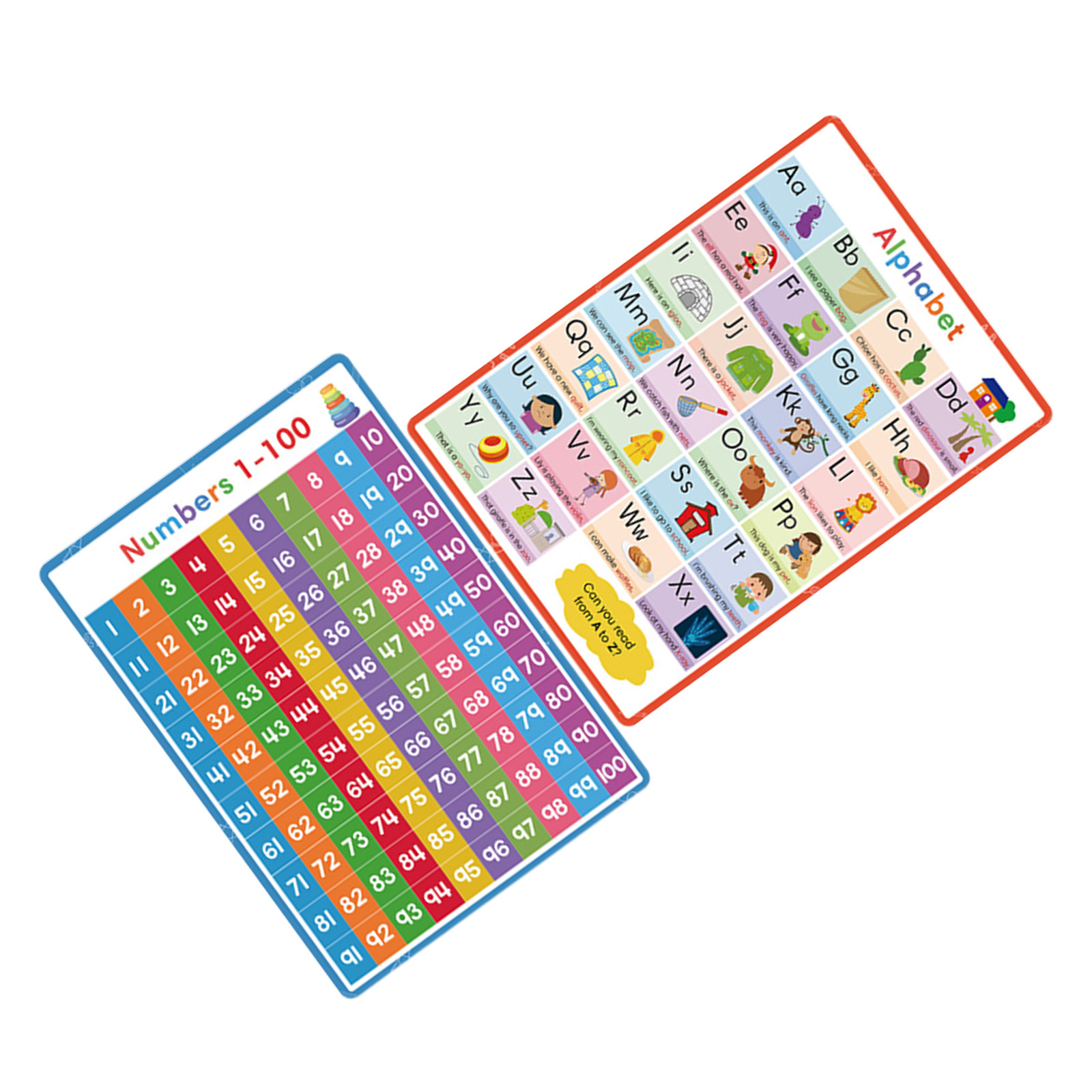 Kids Education Wallpaper - 2Pcs Set Poster Huruf dan Angka