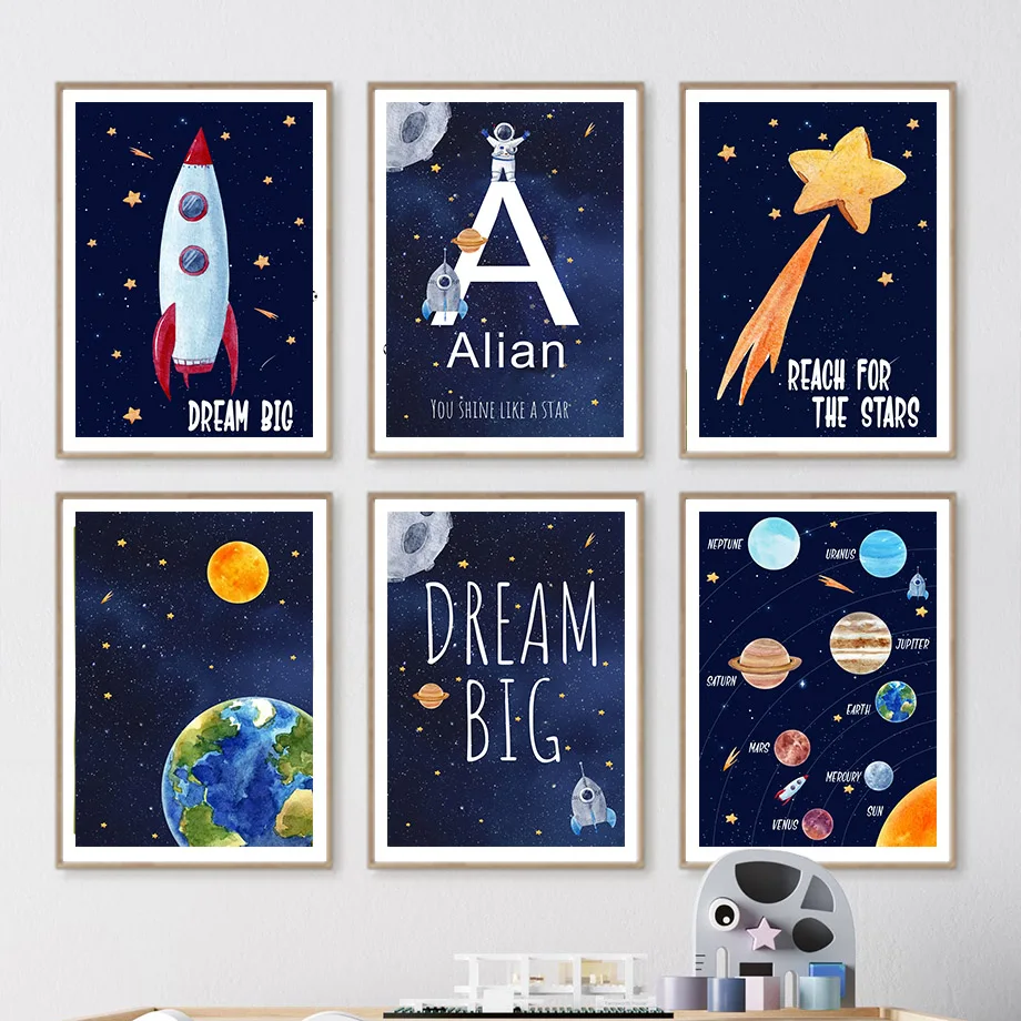Kids Educational Posters - 1 Buah Lukisan Kanvas Nama Kustom