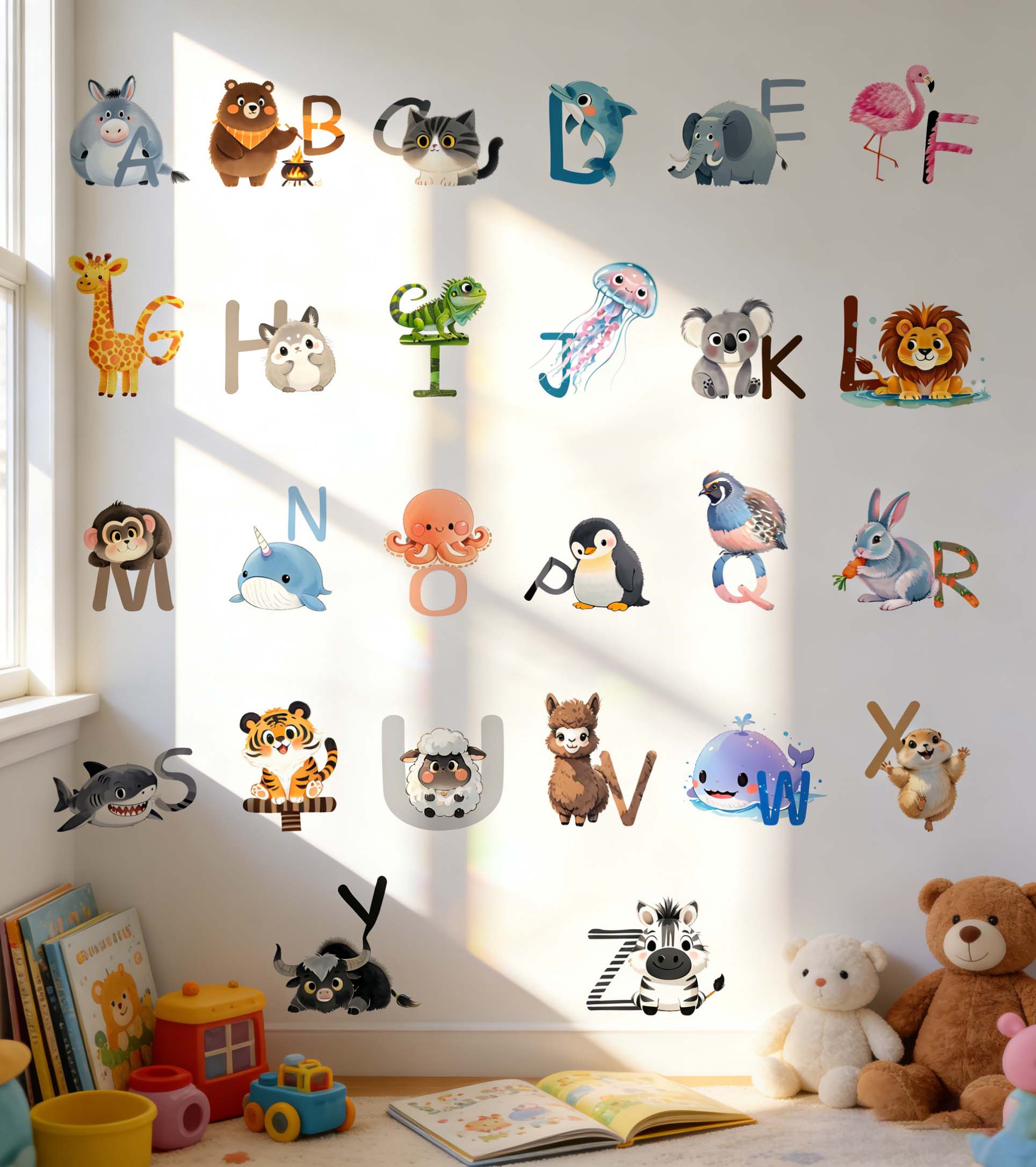 Kids Education Wallpaper - Stiker Dinding Alfabet Inggris 26 Huruf