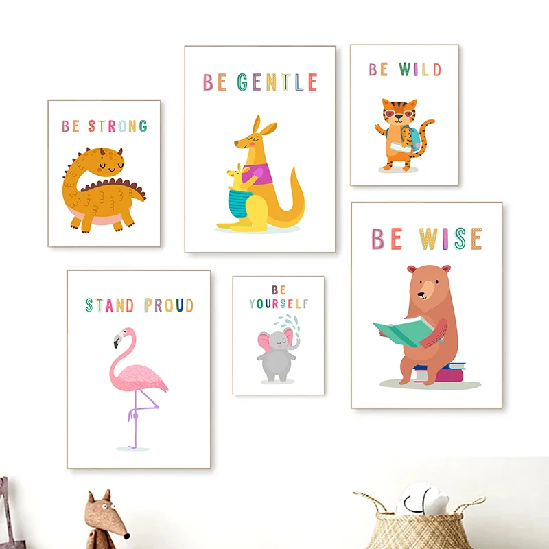 Kids Educational Posters - Kanvas Cetak Gambar Hewan Dinding Kosakata