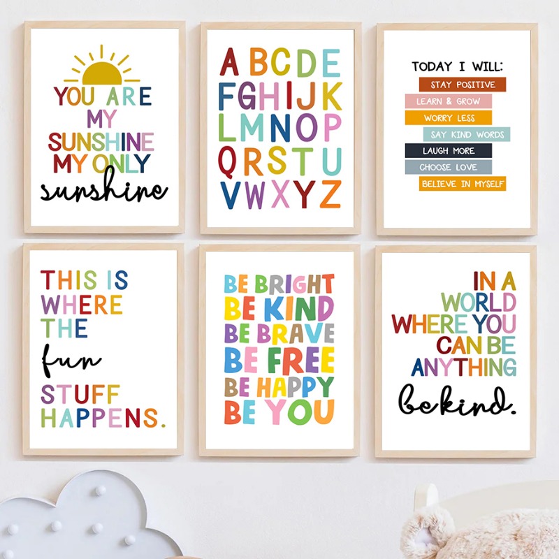 Kids Educational Posters - Poster Pendidikan Bahasa Inggris Angka Alfabet