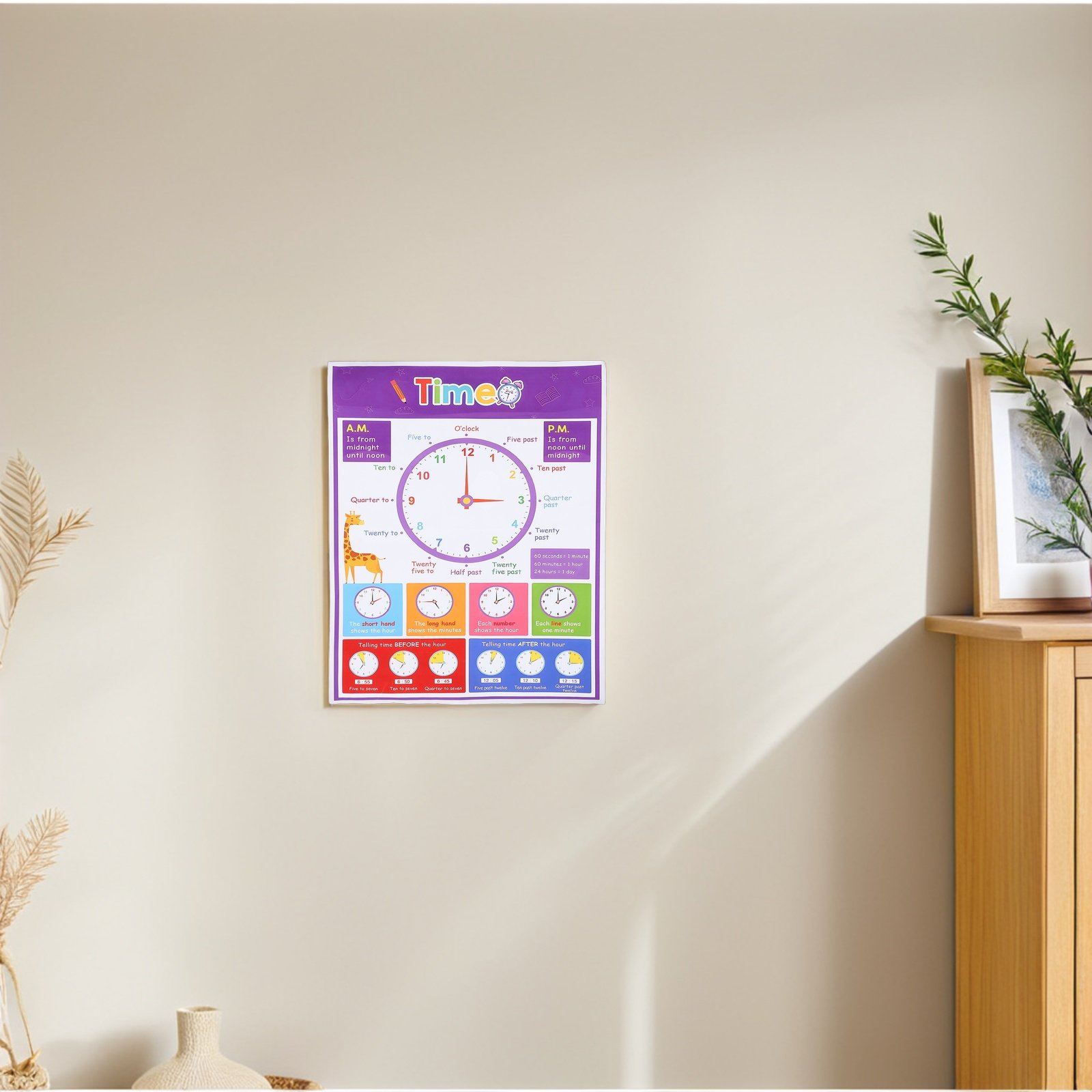 Poster Pengajaran Waktu untuk  - Kids Education Wallpaper ulasan dan harga