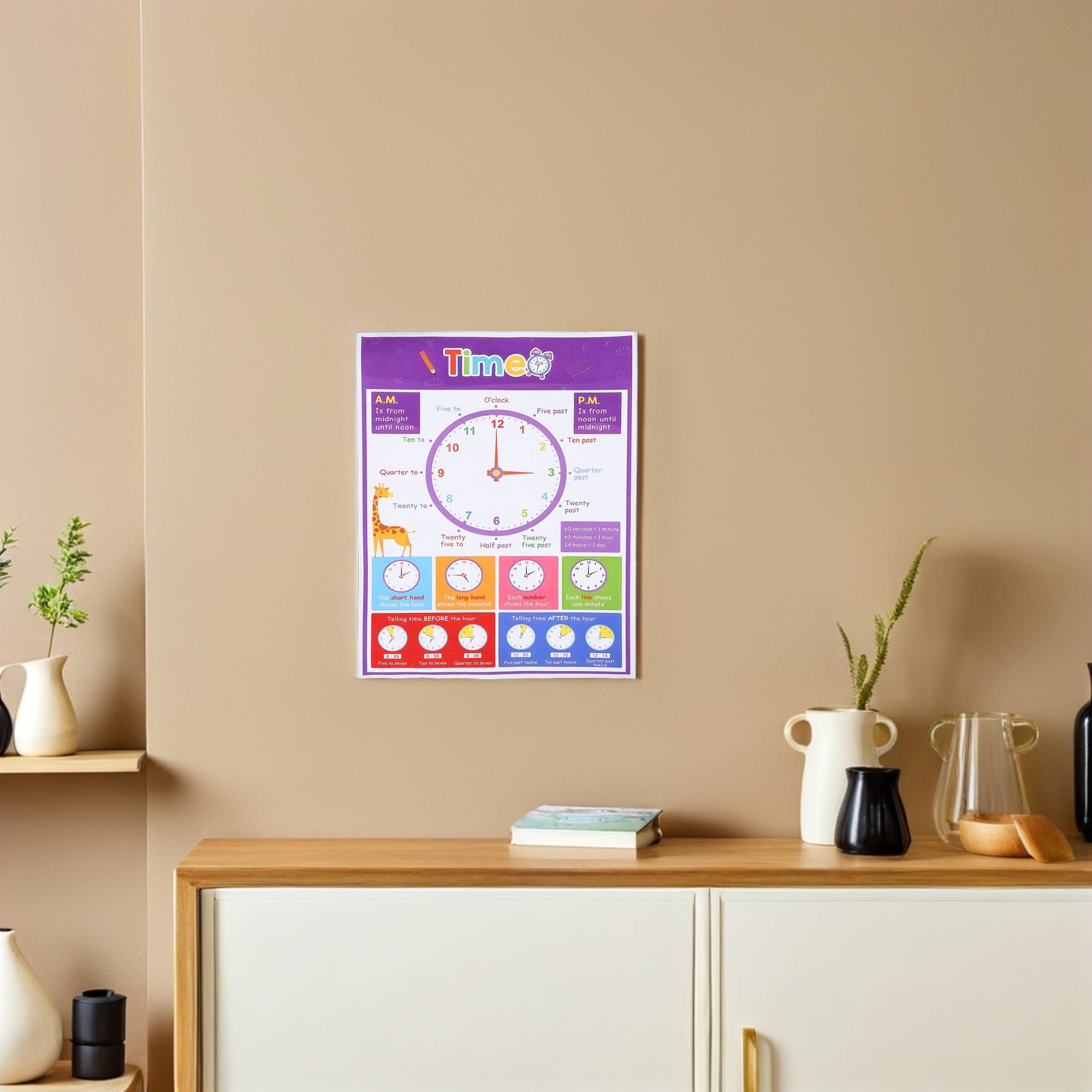 Poster Pengajaran Waktu untuk  - Kids Education Wallpaper ulasan dan harga