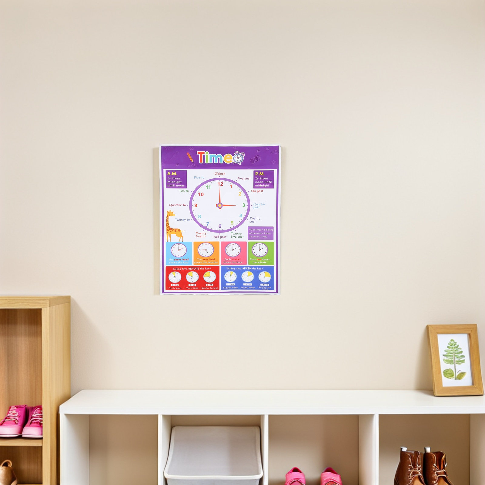Poster Pengajaran Waktu untuk  - Kids Education Wallpaper ulasan dan harga