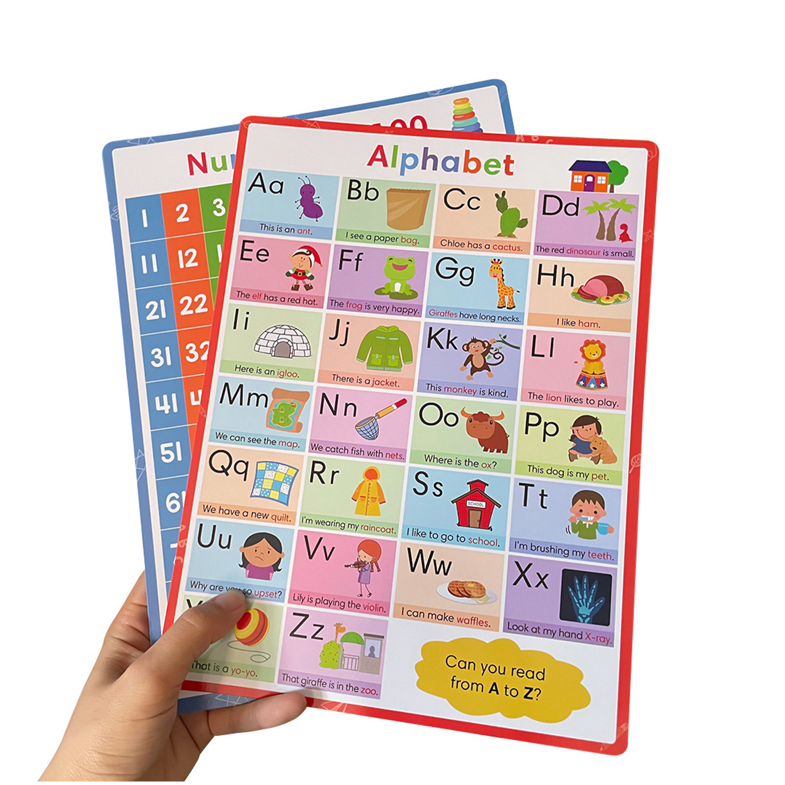 2Pcs Set Poster Huruf dan Angk - Kids Education Wallpaper ulasan dan harga