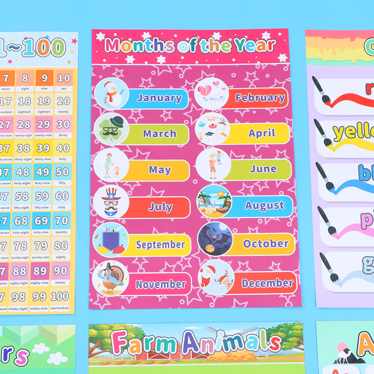 6 Buah Poster Hewan Anak-anak  - Kids Educational Posters ulasan dan harga