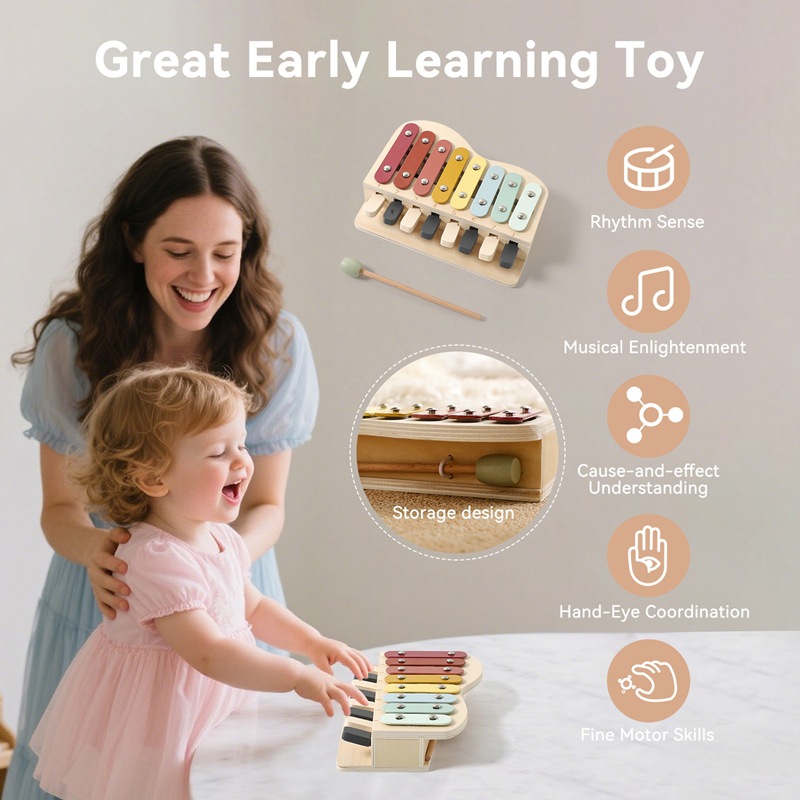 Mainan Piano Kayu Montessori T - Kids Education Learn Tv ulasan dan harga