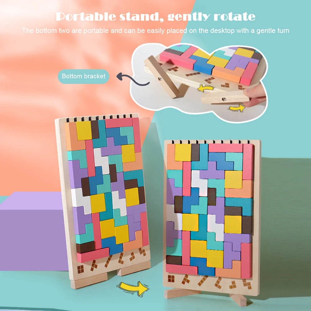 Puzzle Tetris Kayu 3D - Mainan - Kids Education Level ulasan dan harga