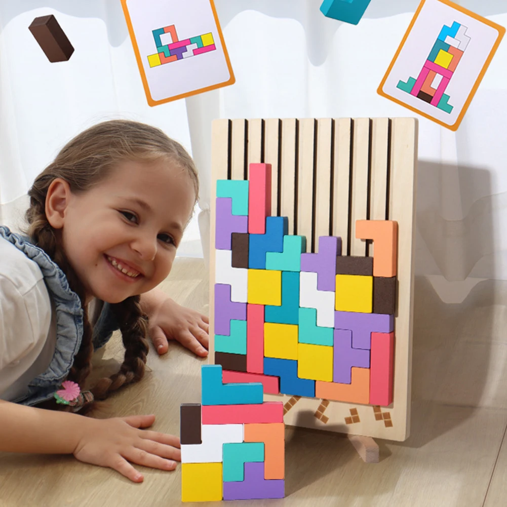 Puzzle Tetris Kayu 3D - Mainan - Kids Education Level ulasan dan harga