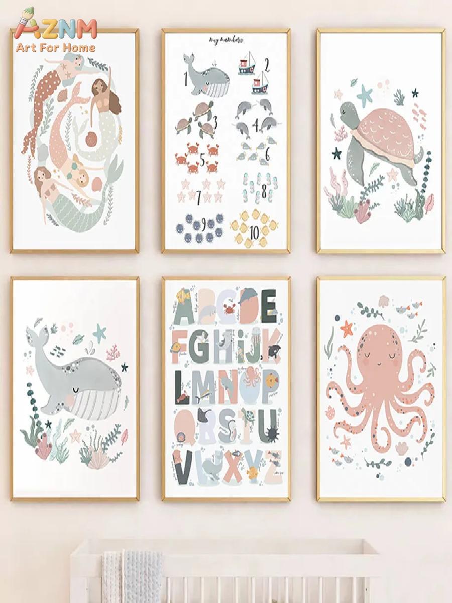 AZNM Nursery Seni Dinding Kanv - Kids Educational Posters ulasan dan harga