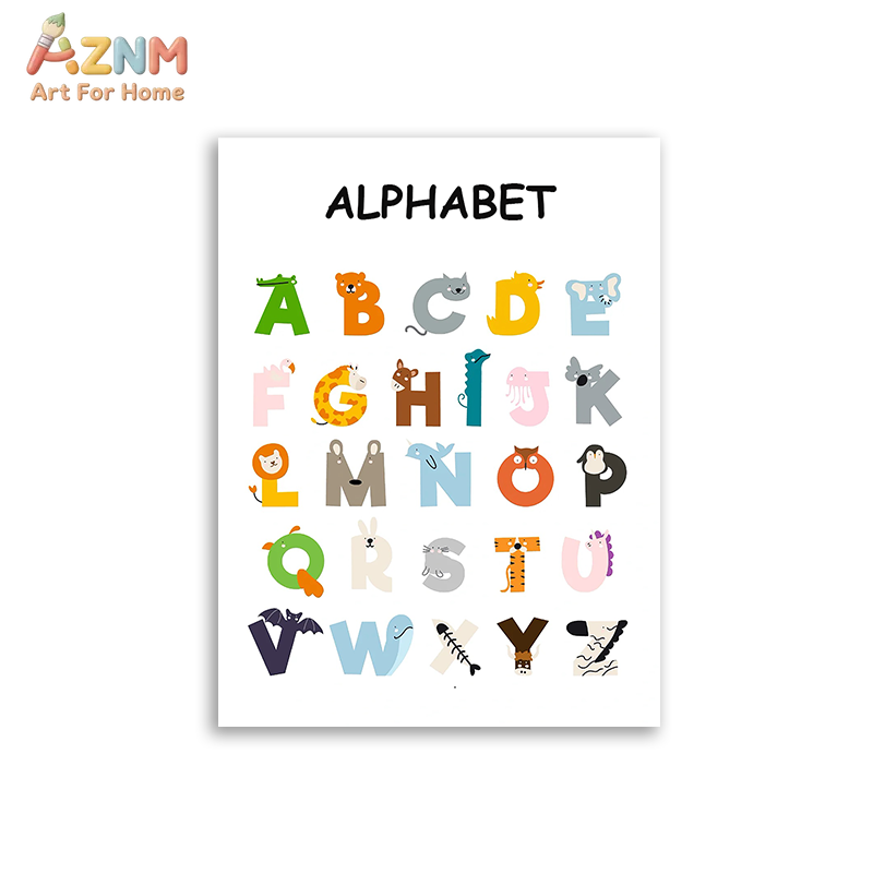 AZNM Seni Dinding Kanvas Tanpa - Kids Educational Posters ulasan dan harga