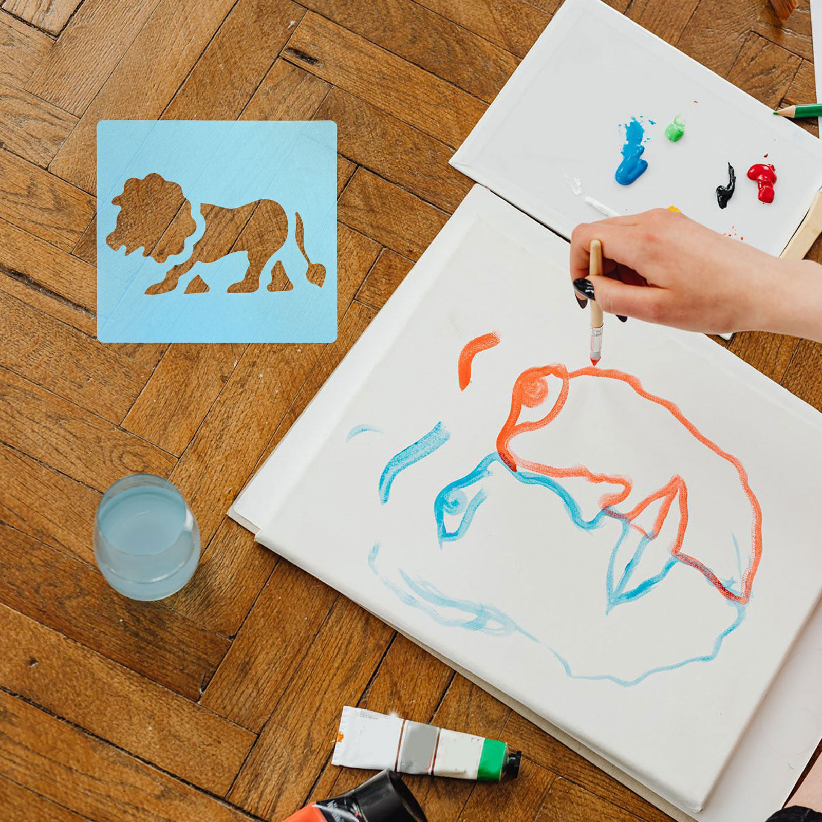 12 Buah Stensil Gambar Plastik - Kids Education Wallpaper ulasan dan harga