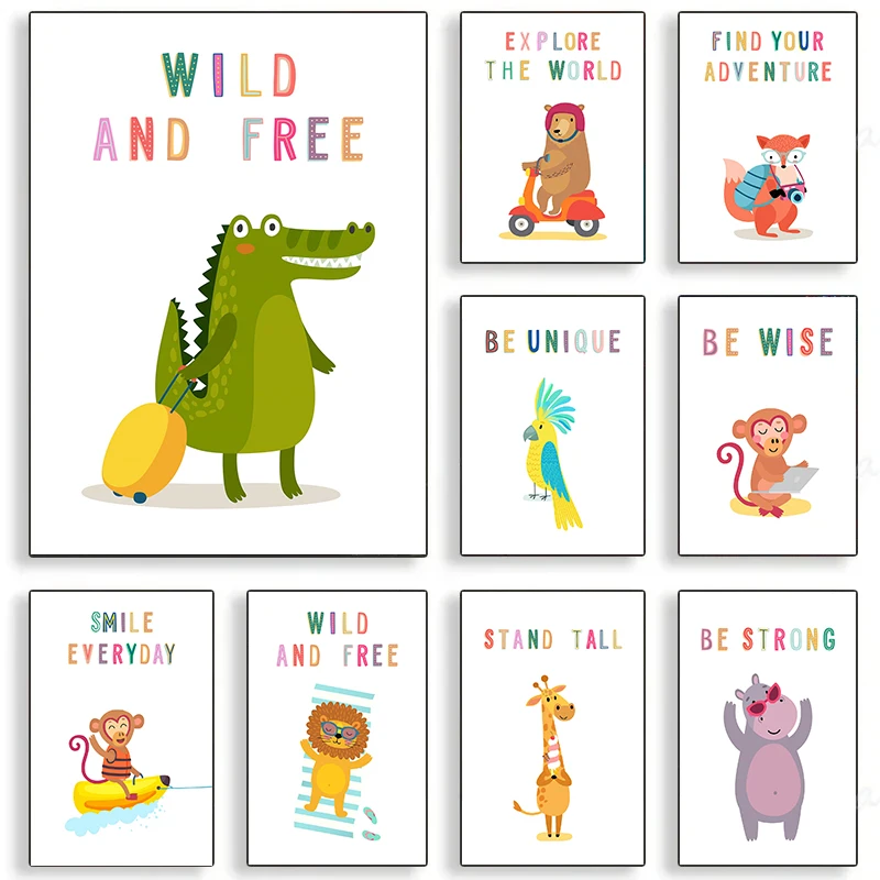 Kanvas Cetak Gambar Hewan Dind - Kids Educational Posters ulasan dan harga