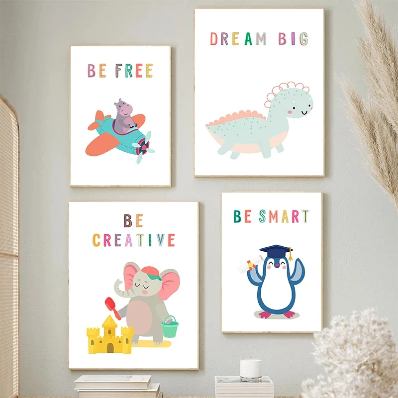 Kanvas Cetak Gambar Hewan Dind - Kids Educational Posters ulasan dan harga