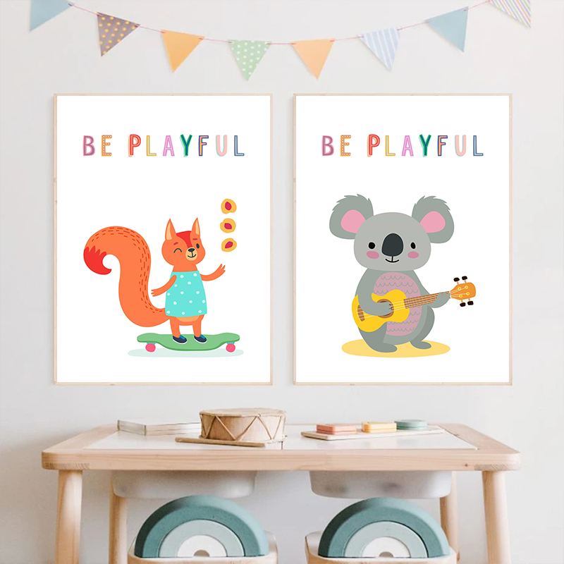 Kanvas Cetak Gambar Hewan Dind - Kids Educational Posters ulasan dan harga